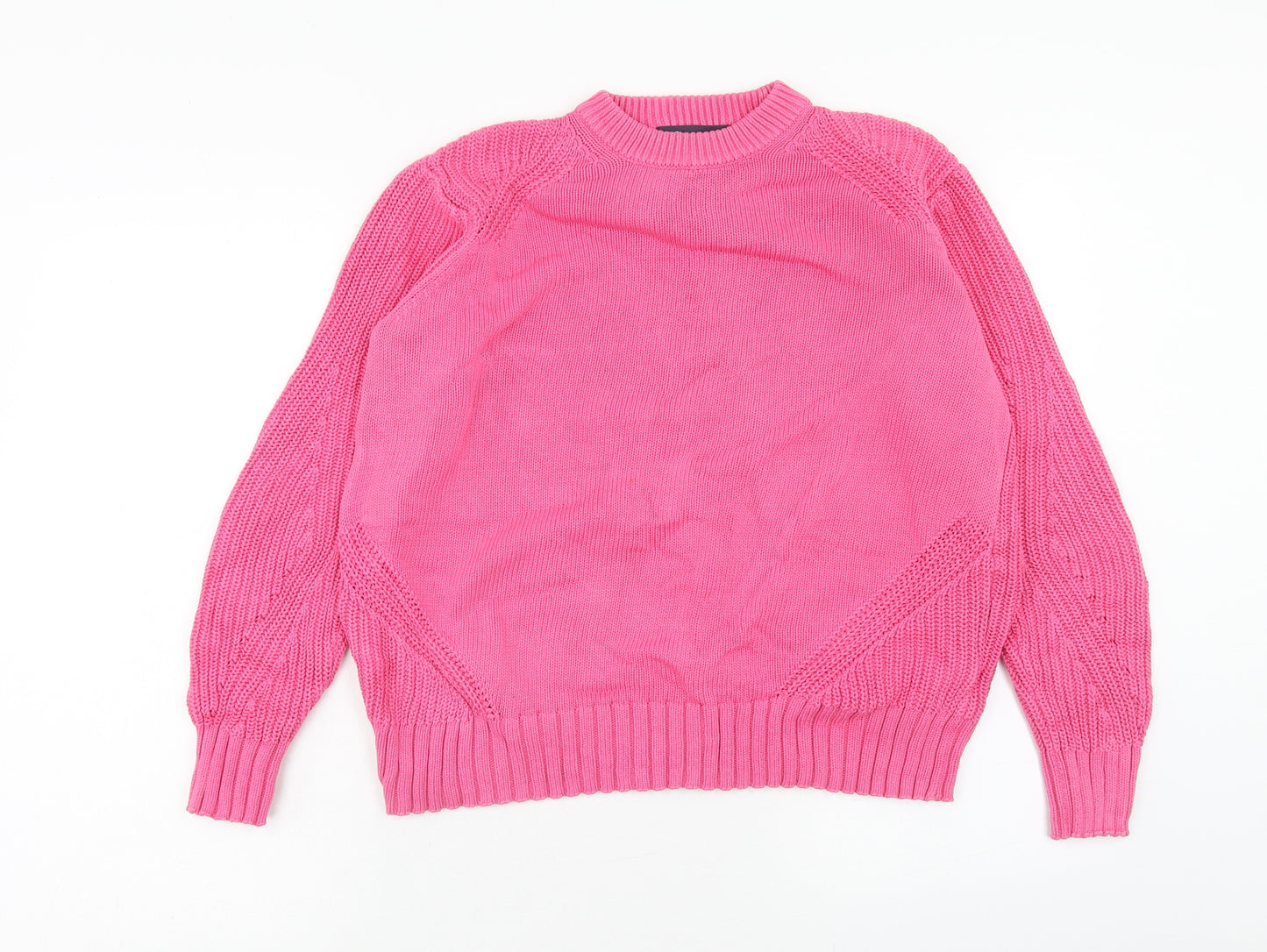 Marks and Spencer Womens Pink Round Neck Cotton Pullover Jumper Size M