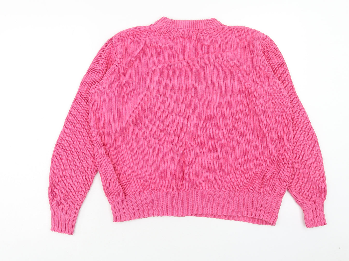 Marks and Spencer Womens Pink Round Neck Cotton Pullover Jumper Size M