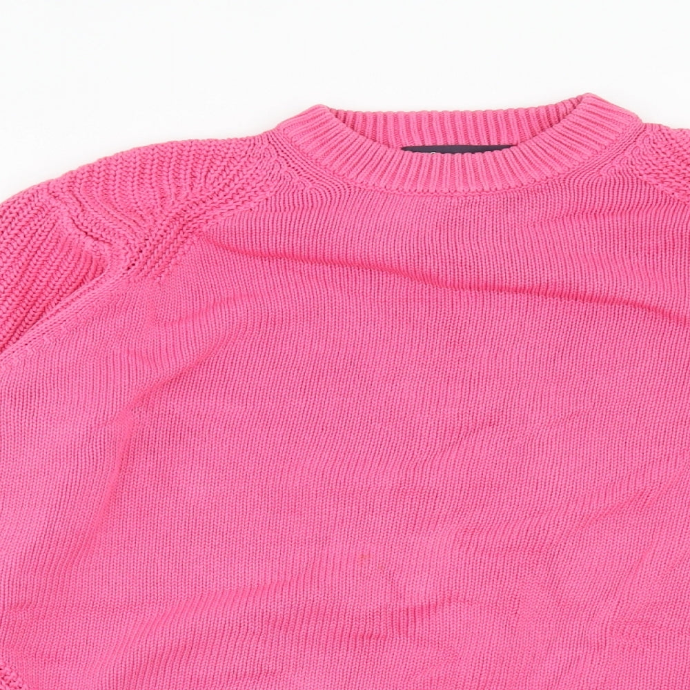 Marks and Spencer Womens Pink Round Neck Cotton Pullover Jumper Size M