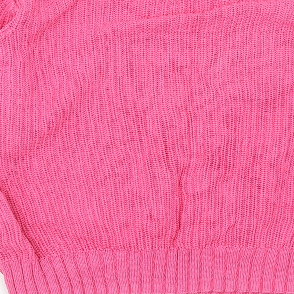 Marks and Spencer Womens Pink Round Neck Cotton Pullover Jumper Size M