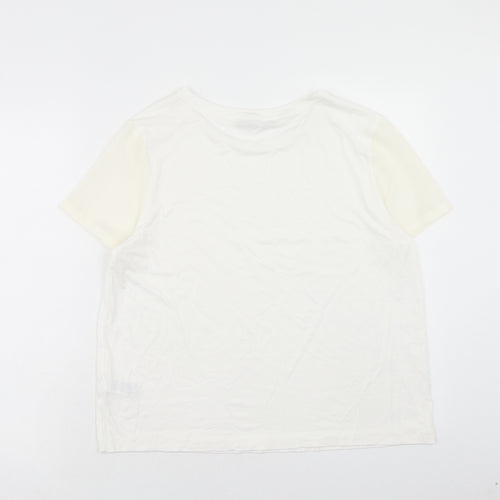 Marks and Spencer Womens White Viscose Basic T-Shirt Size 14 Boat Neck