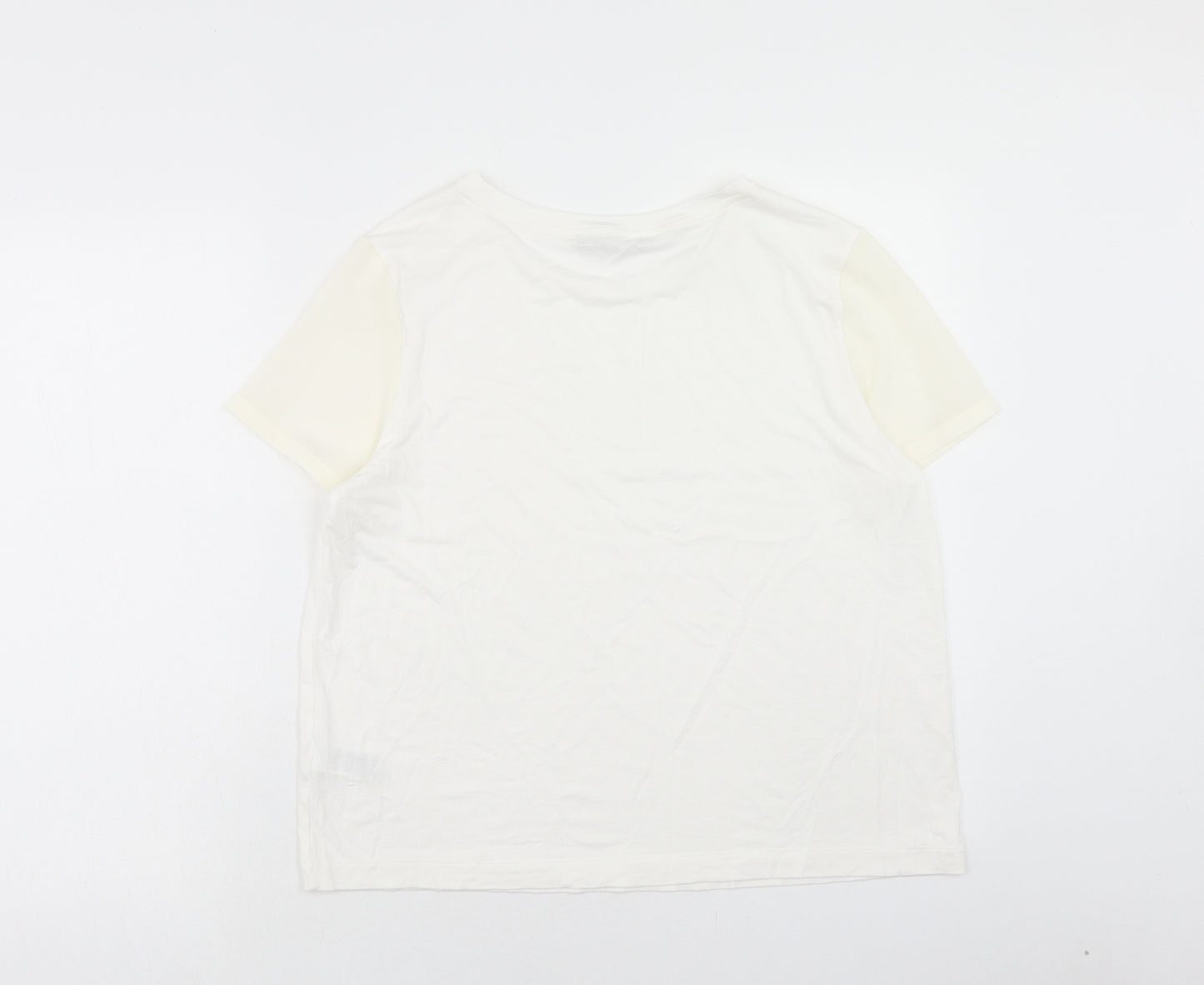 Marks and Spencer Womens White Viscose Basic T-Shirt Size 14 Boat Neck
