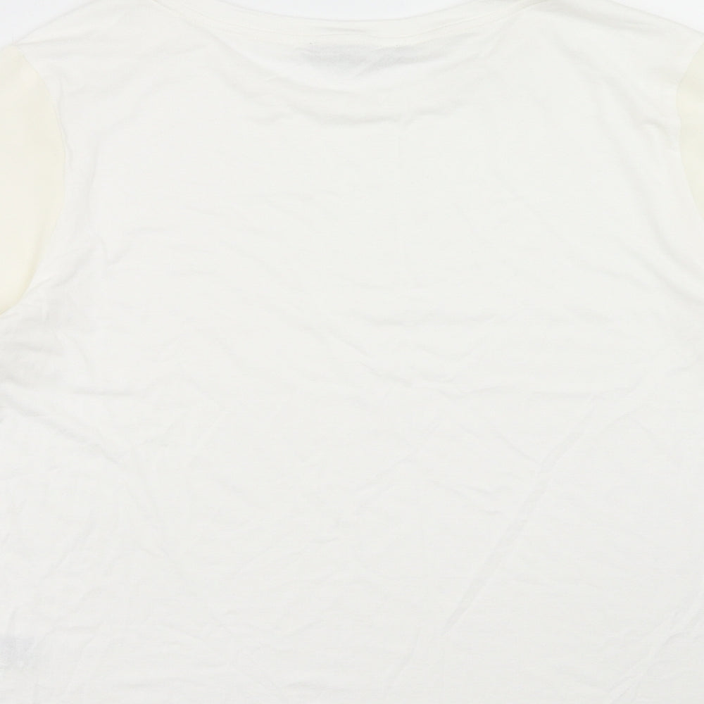 Marks and Spencer Womens White Viscose Basic T-Shirt Size 14 Boat Neck