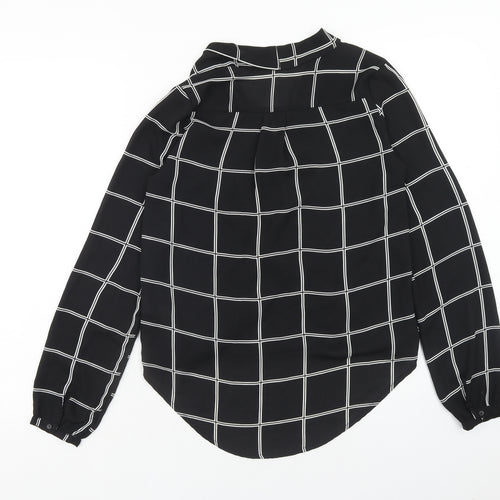 Atmosphere Womens Black Check Polyester Wrap Blouse Size 6 V-Neck