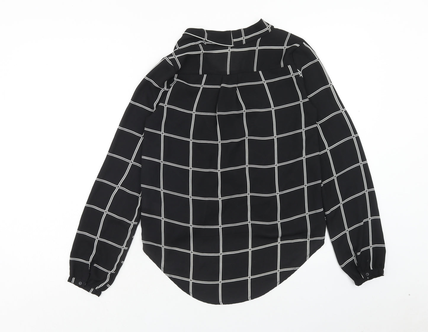 Atmosphere Womens Black Check Polyester Wrap Blouse Size 6 V-Neck