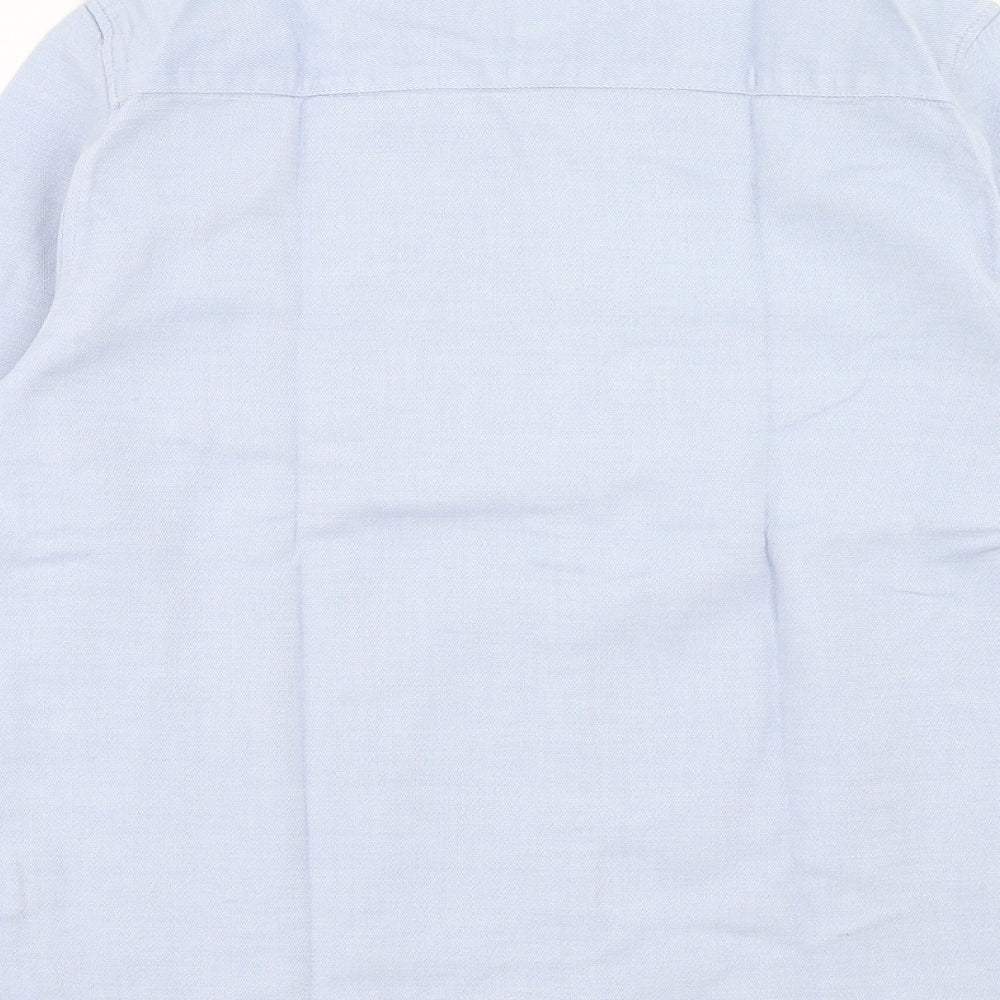Zara Boys Blue Cotton Basic Button-Up Size 13-14 Years Round Neck Button