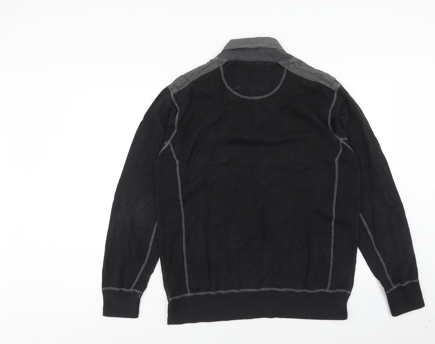 NEXT Mens Black Collared Polyester Pullover Jumper Size XL Long Sleeve - Shirt Collar Inside