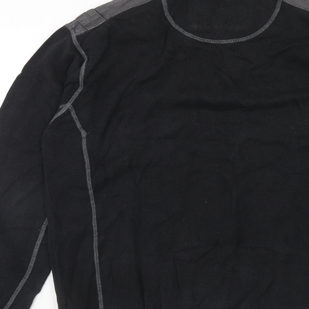 NEXT Mens Black Collared Polyester Pullover Jumper Size XL Long Sleeve - Shirt Collar Inside