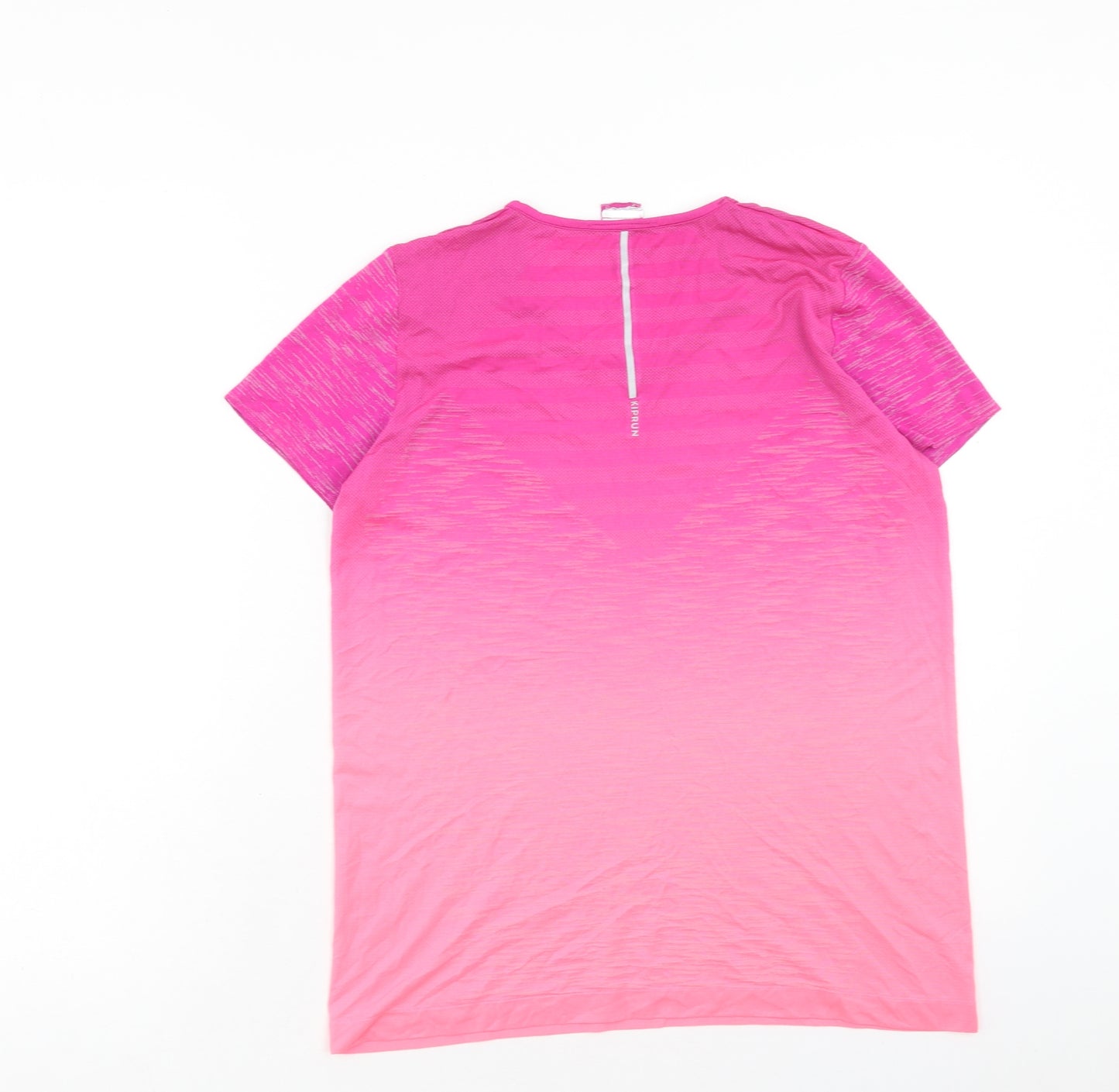 DECATHLON Womens Pink Polyester Basic T-Shirt Size L Scoop Neck Pullover - Ombré
