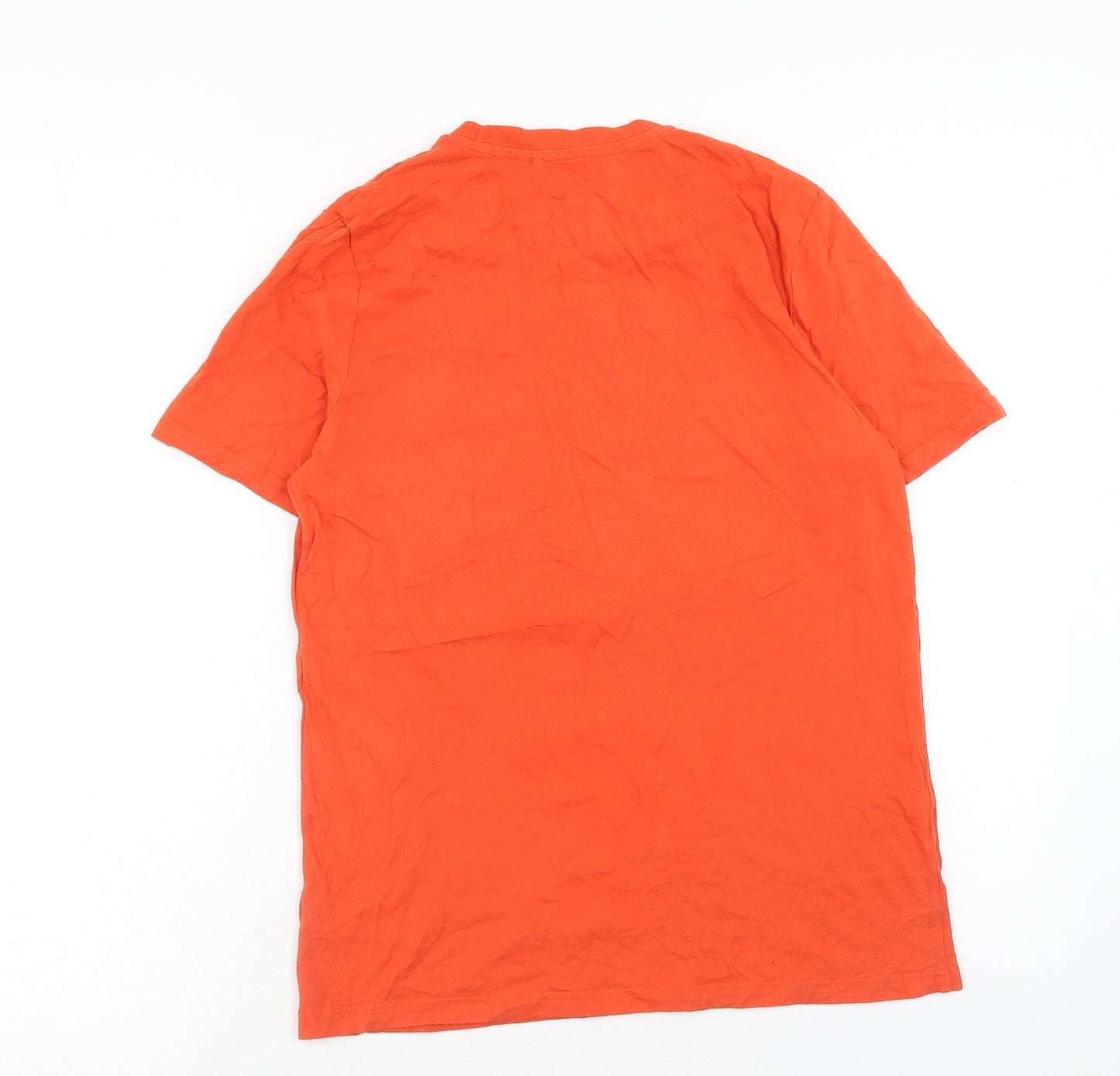 F&F Boys Orange Cotton Basic T-Shirt Size 13-14 Years Round Neck Pullover - Player