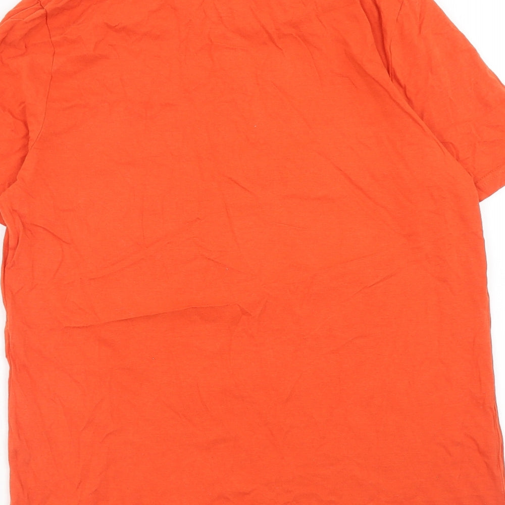 F&F Boys Orange Cotton Basic T-Shirt Size 13-14 Years Round Neck Pullover - Player