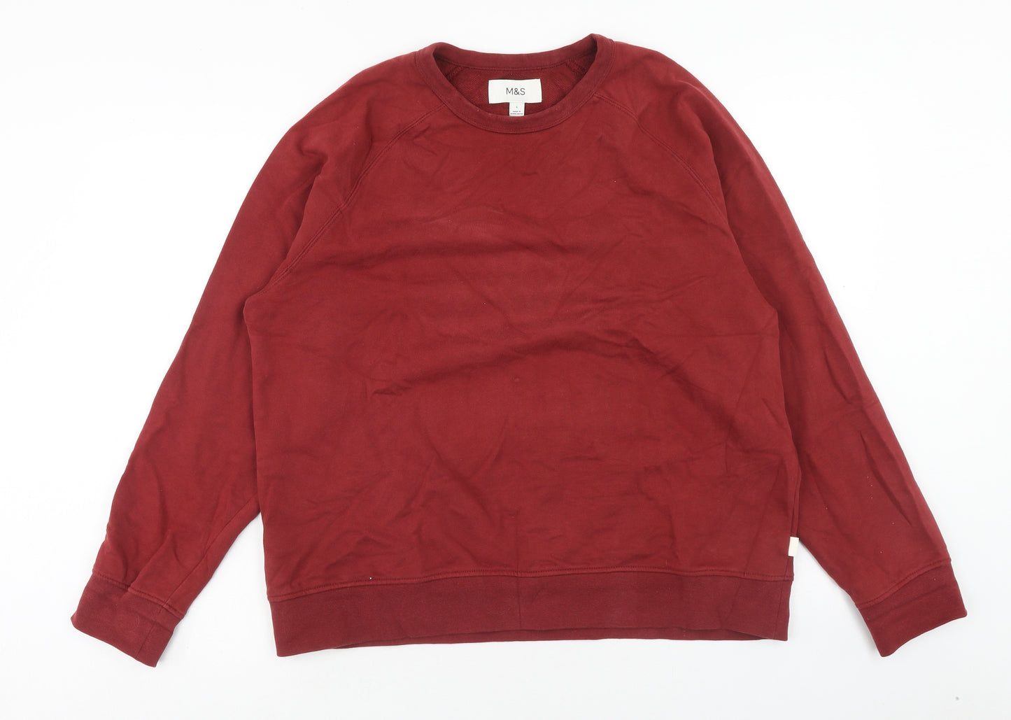 Marks and Spencer Mens Red Cotton Pullover Sweatshirt Size XL
