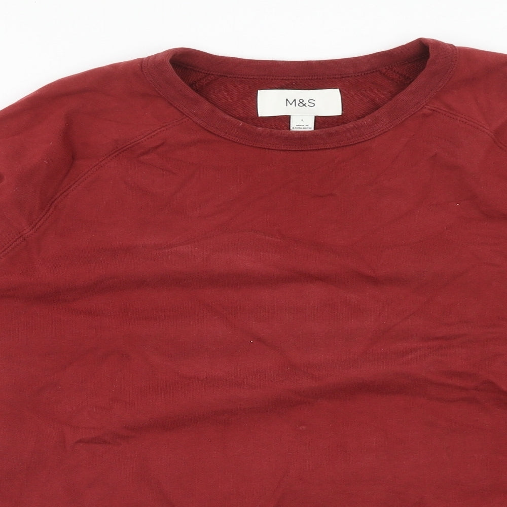 Marks and Spencer Mens Red Cotton Pullover Sweatshirt Size XL