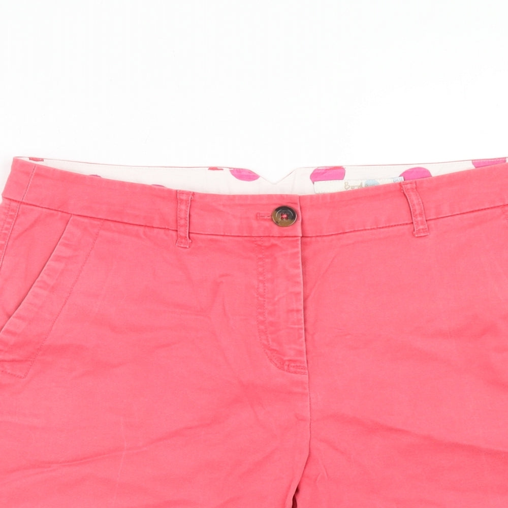 Boden Womens Pink Cotton Chino Shorts Size 12 Regular Zip