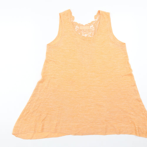 NEXT Womens Orange Acrylic Basic Tank Size 10 Round Neck
