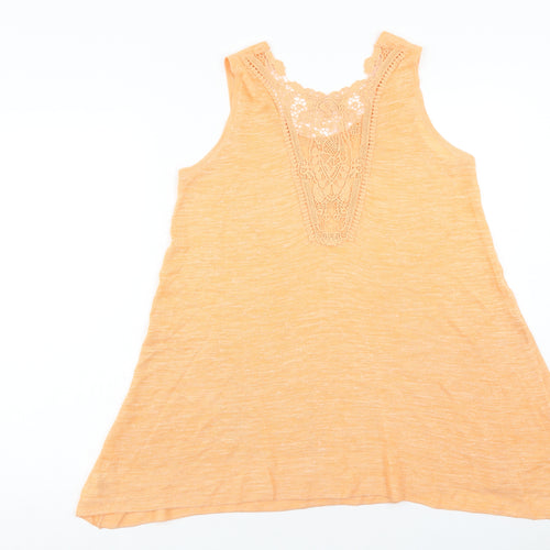 NEXT Womens Orange Acrylic Basic Tank Size 10 Round Neck