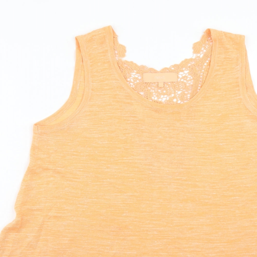 NEXT Womens Orange Acrylic Basic Tank Size 10 Round Neck