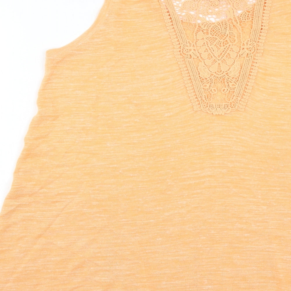 NEXT Womens Orange Acrylic Basic Tank Size 10 Round Neck