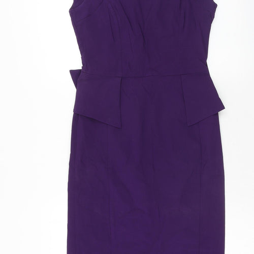 Julian MacDonald Womens Purple Polyester Pencil Dress Size 10 Scoop Neck Zip