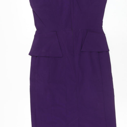 Julian MacDonald Womens Purple Polyester Pencil Dress Size 10 Scoop Neck Zip