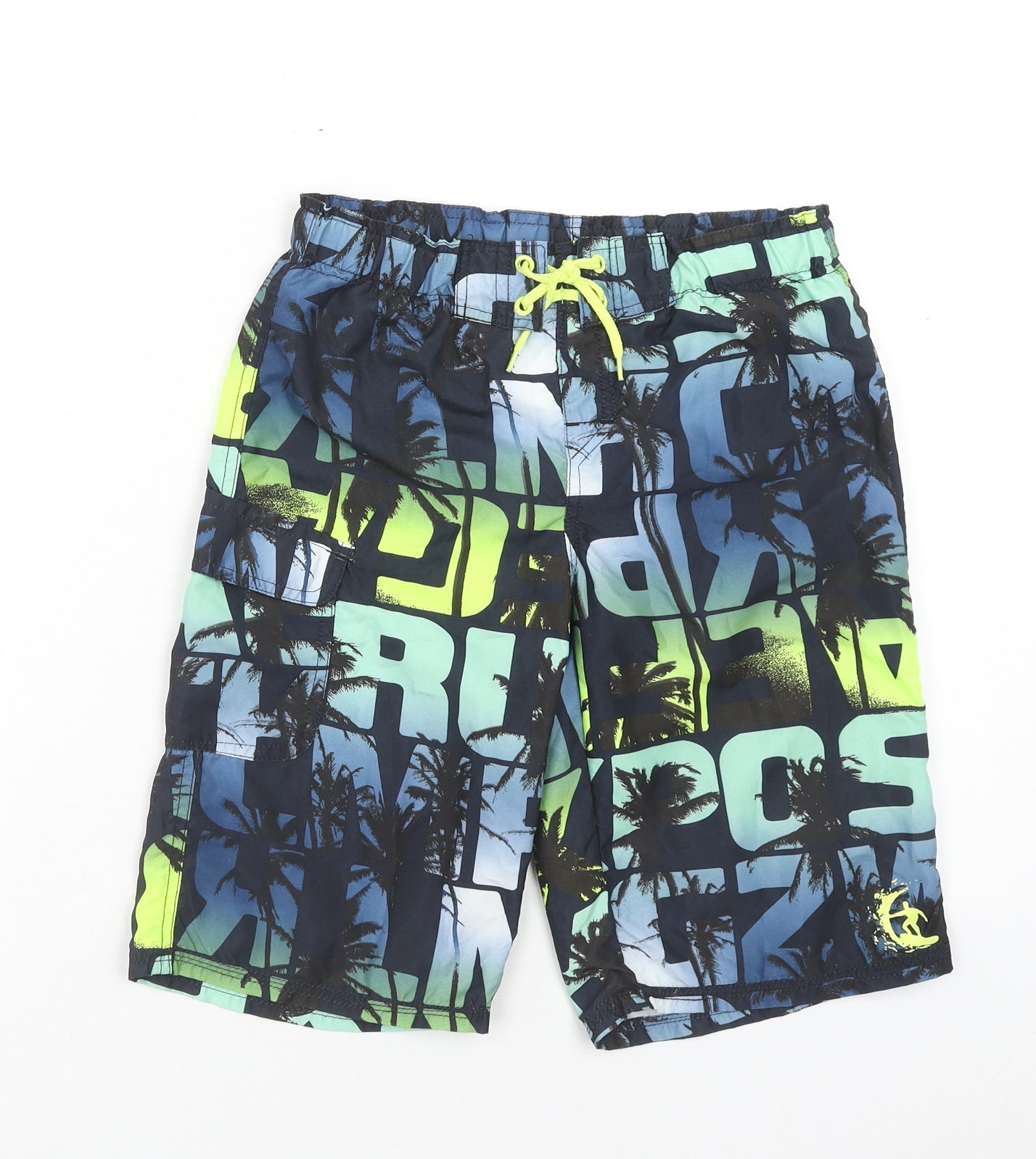 name it Boys Multicoloured Geometric Polyester Bermuda Shorts Size 11 Years Regular Tie - Swim Shorts