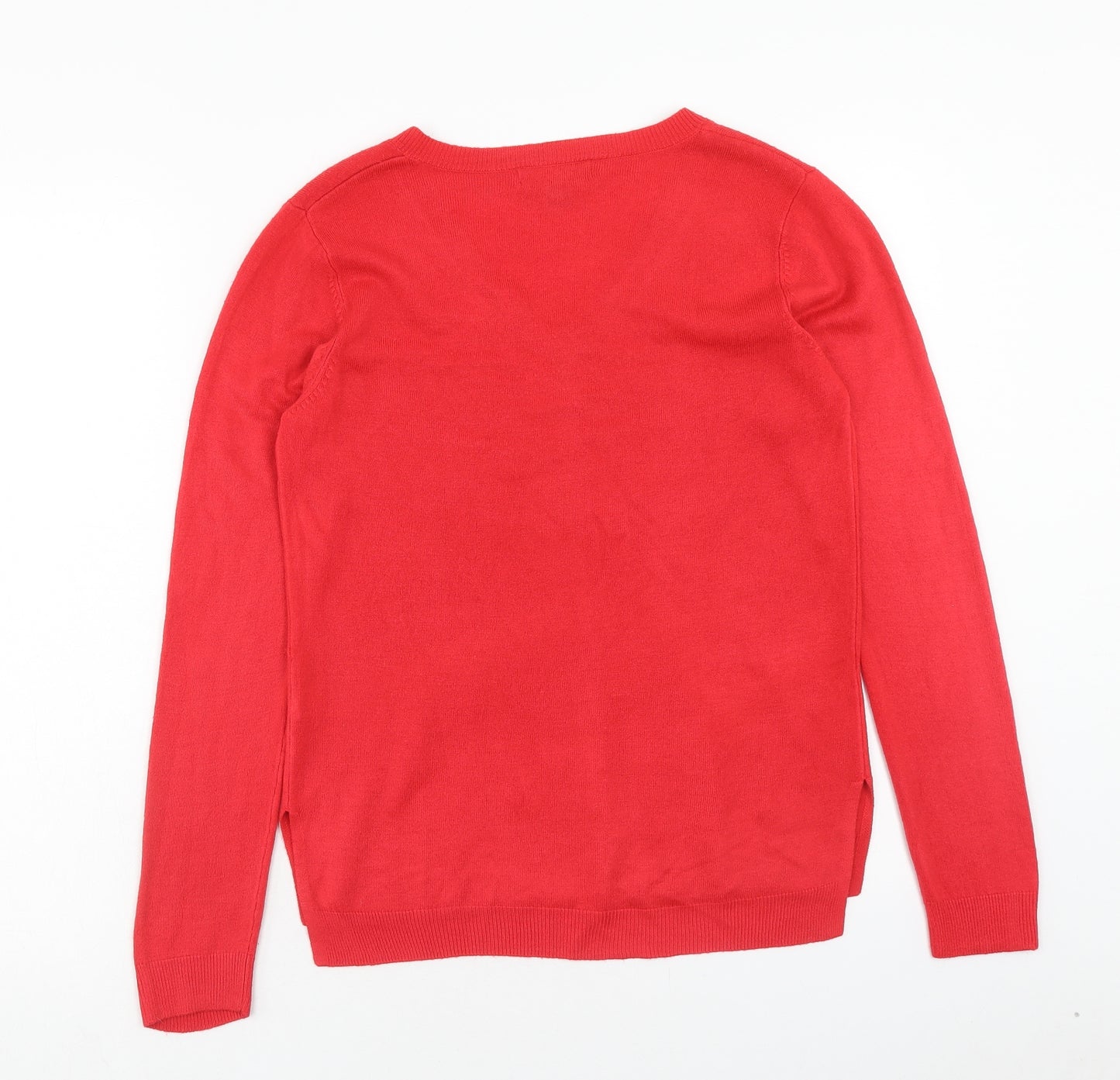 Atmosphere Womens Red V-Neck Acrylic Pullover Jumper Size 10