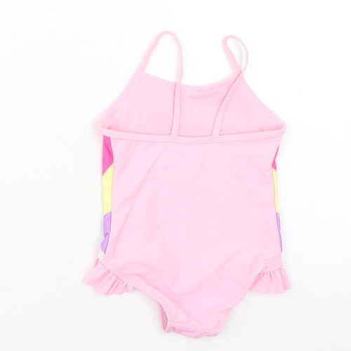 Matalan Girls Pink Geometric Polyester Unitard One-Piece Size 6-9 Months Pullover - Swimsuit, Unicorn Print
