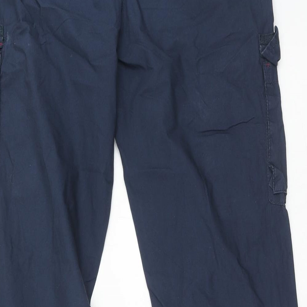 M&Co Boys Blue Cotton Cargo Trousers Size 12-13 Years Regular Zip