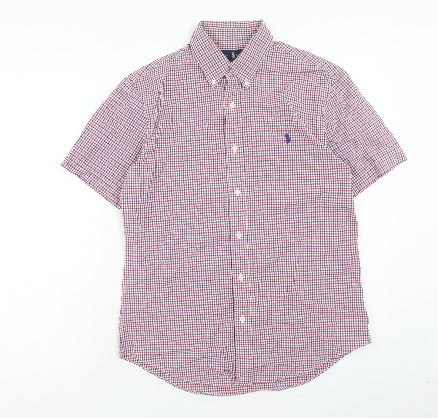 Ralph Lauren Mens Red Plaid Cotton Button-Up Size M Collared Button