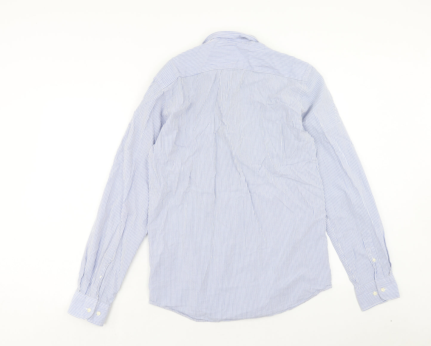 Scalpers Mens Blue Striped Cotton Button-Up Size L Collared Button