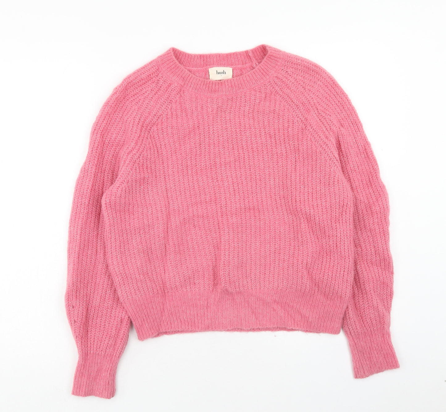 Hush Womens Pink Round Neck Acrylic Pullover Jumper Size S