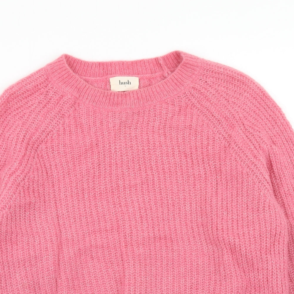 Hush Womens Pink Round Neck Acrylic Pullover Jumper Size S
