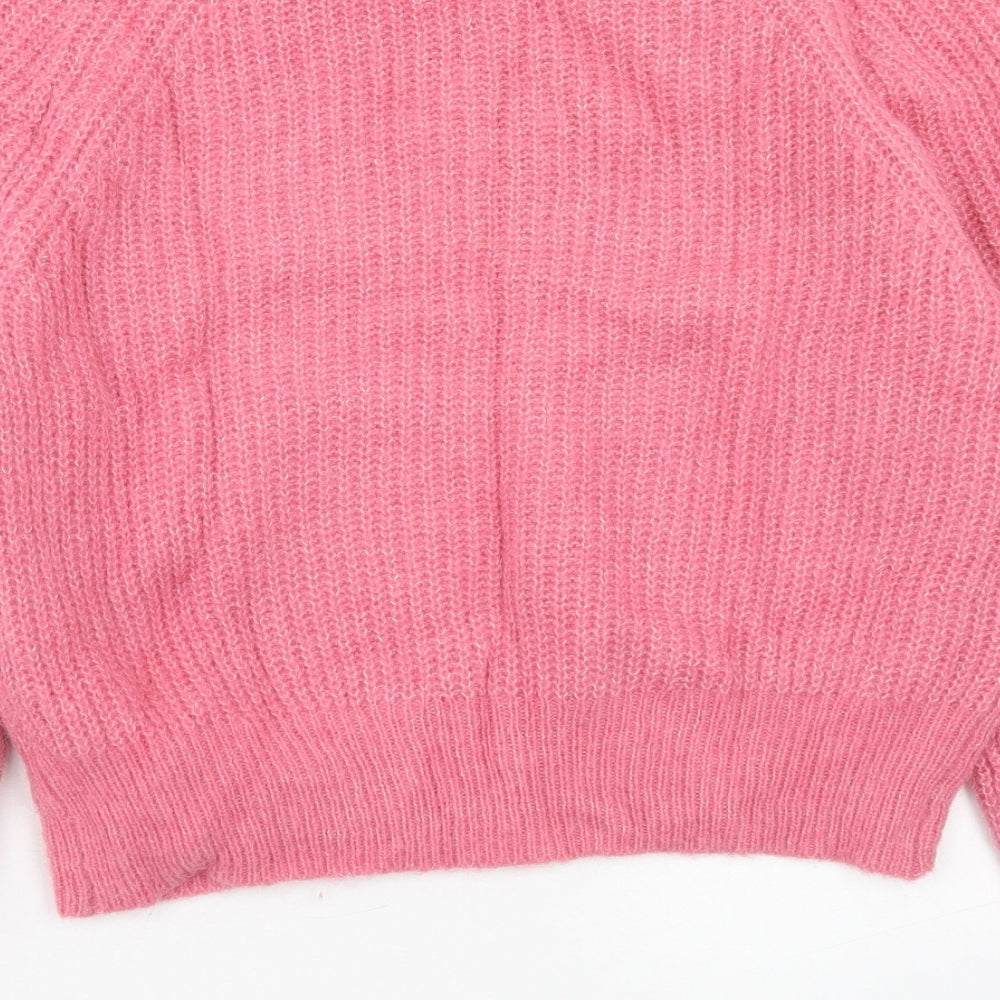 Hush Womens Pink Round Neck Acrylic Pullover Jumper Size S