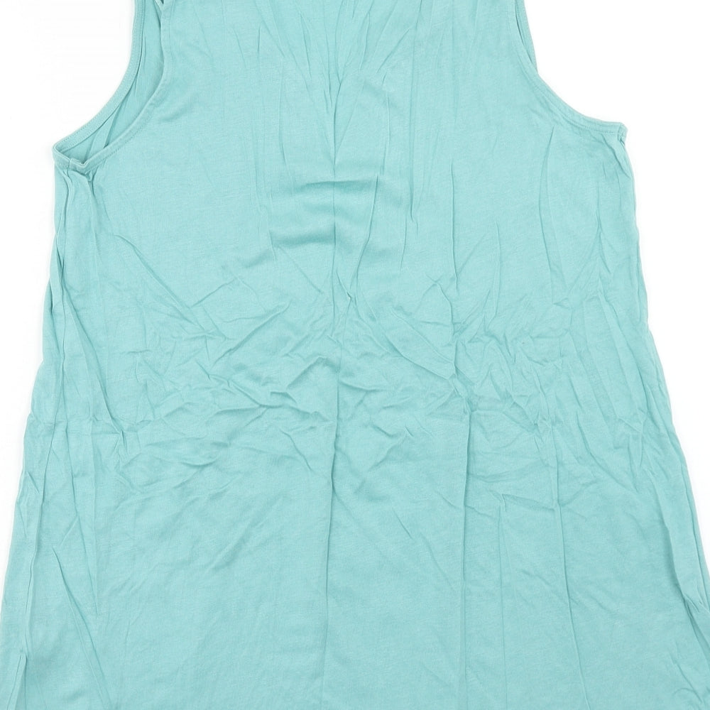 TU Womens Blue Cotton Basic Blouse Size 14 V-Neck
