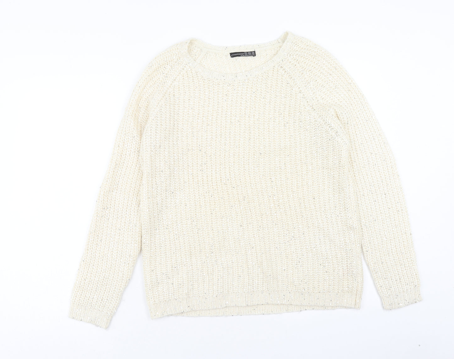 Atmosphere Womens Ivory Round Neck Acrylic Pullover Jumper Size 14
