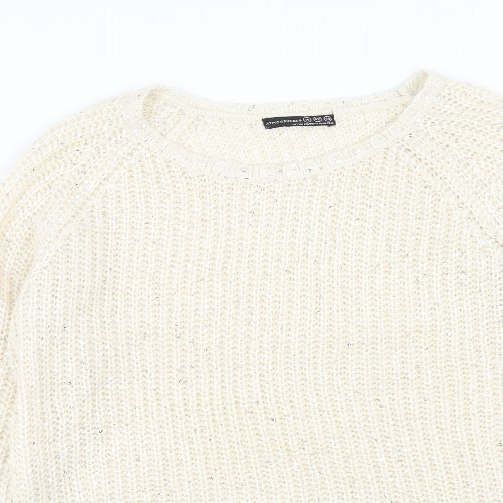 Atmosphere Womens Ivory Round Neck Acrylic Pullover Jumper Size 14