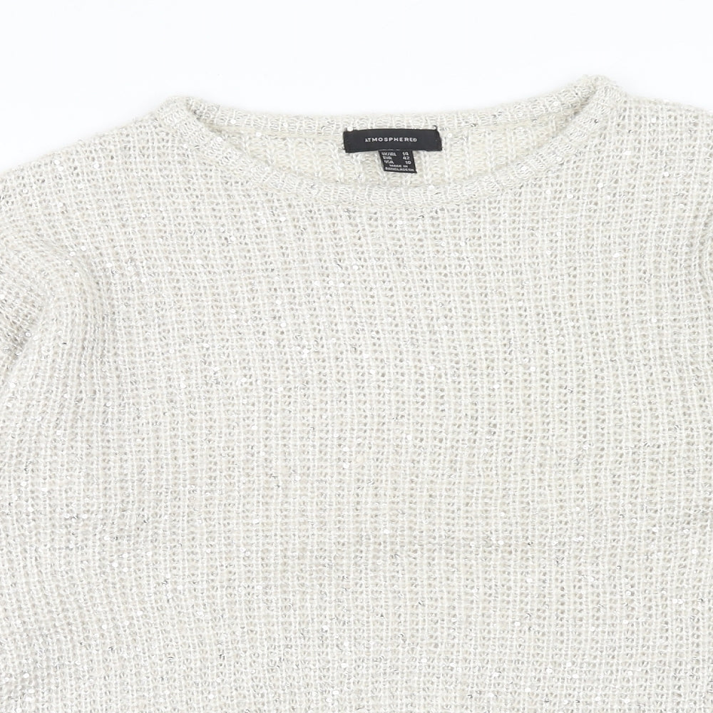 Atmosphere Womens Beige Round Neck Acrylic Pullover Jumper Size 14