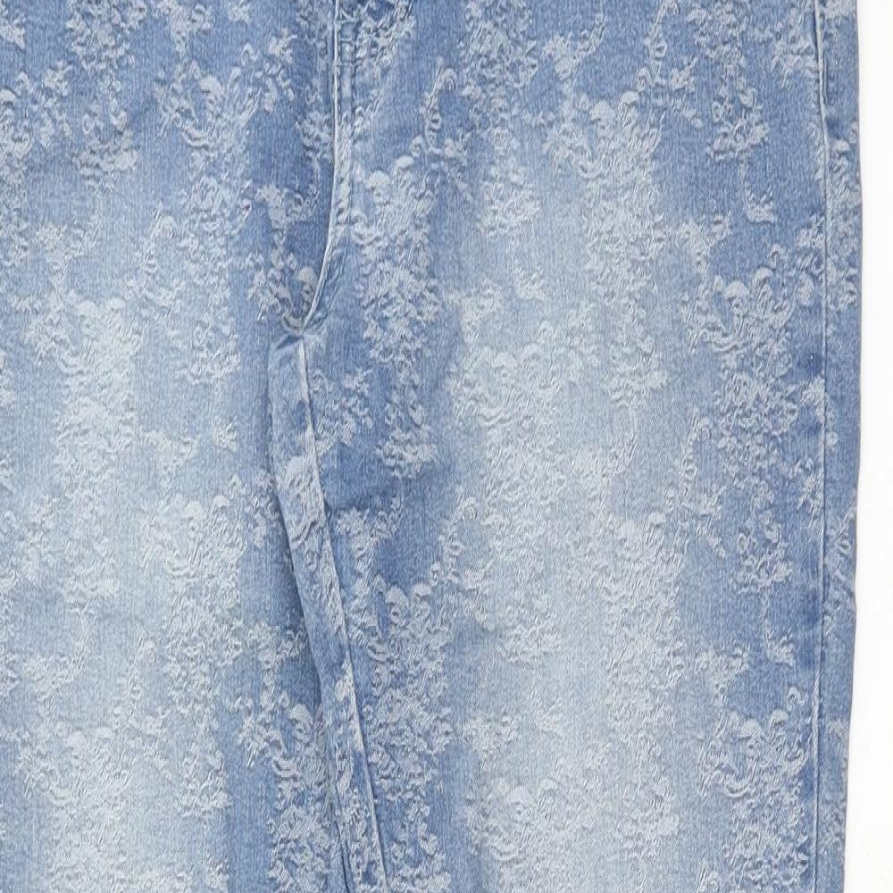 Denim & Co. Womens Blue Geometric Cotton Skinny Jeans Size 12 Regular Zip