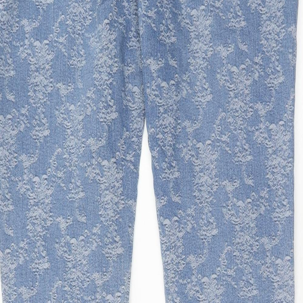 Denim & Co. Womens Blue Geometric Cotton Skinny Jeans Size 12 Regular Zip