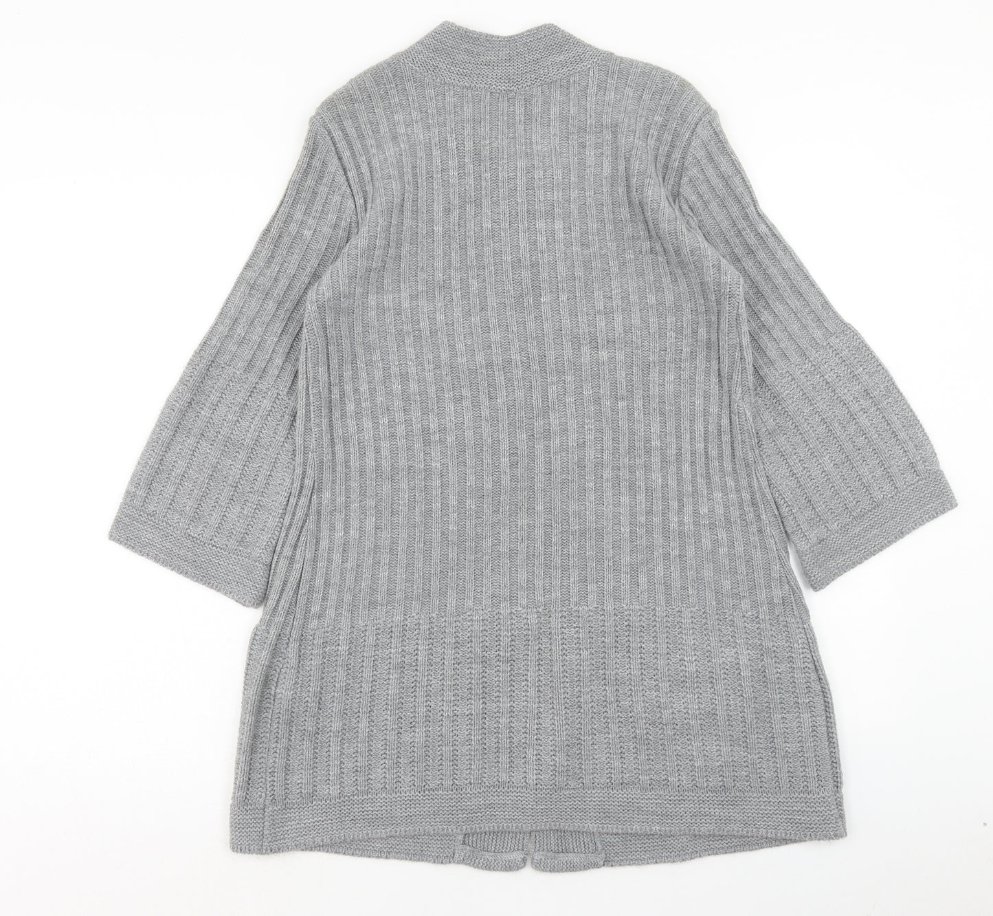 New Look Womens Grey Round Neck Acrylic Cardigan Jumper Size L