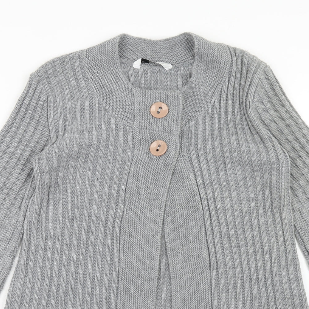 New Look Womens Grey Round Neck Acrylic Cardigan Jumper Size L