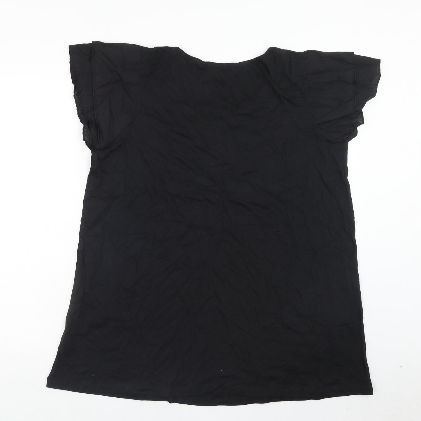 Yours Womens Black Cotton Basic T-Shirt Size 18 Round Neck