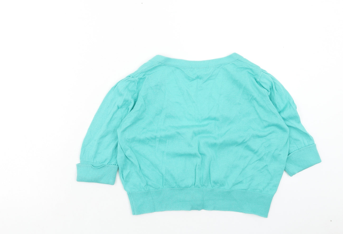 Marks and Spencer Womens Blue V-Neck Cotton Cardigan Jumper Size 16