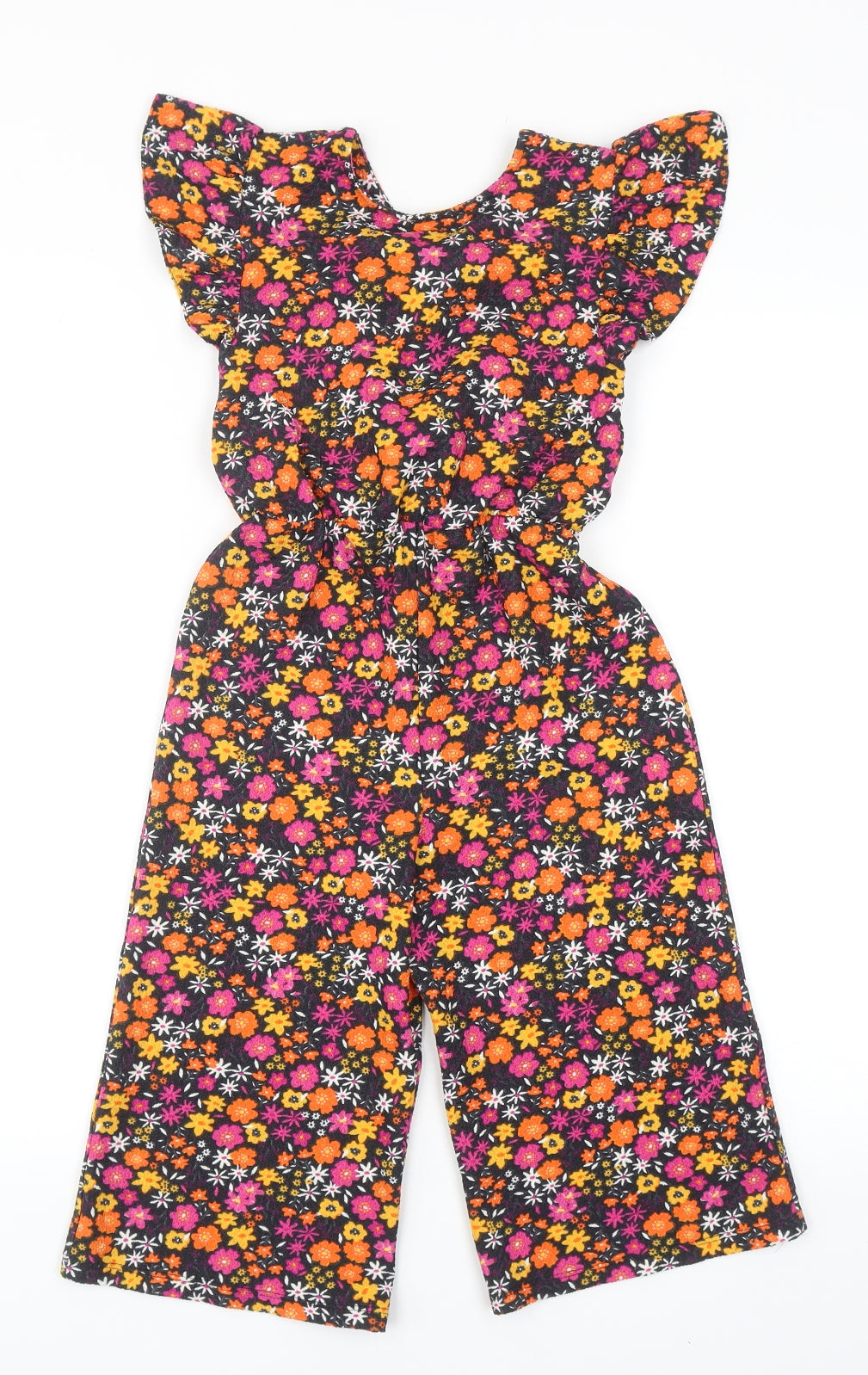 Matalan Girls Multicoloured Floral Polyester Jumpsuit One-Piece Size 7 Years Button