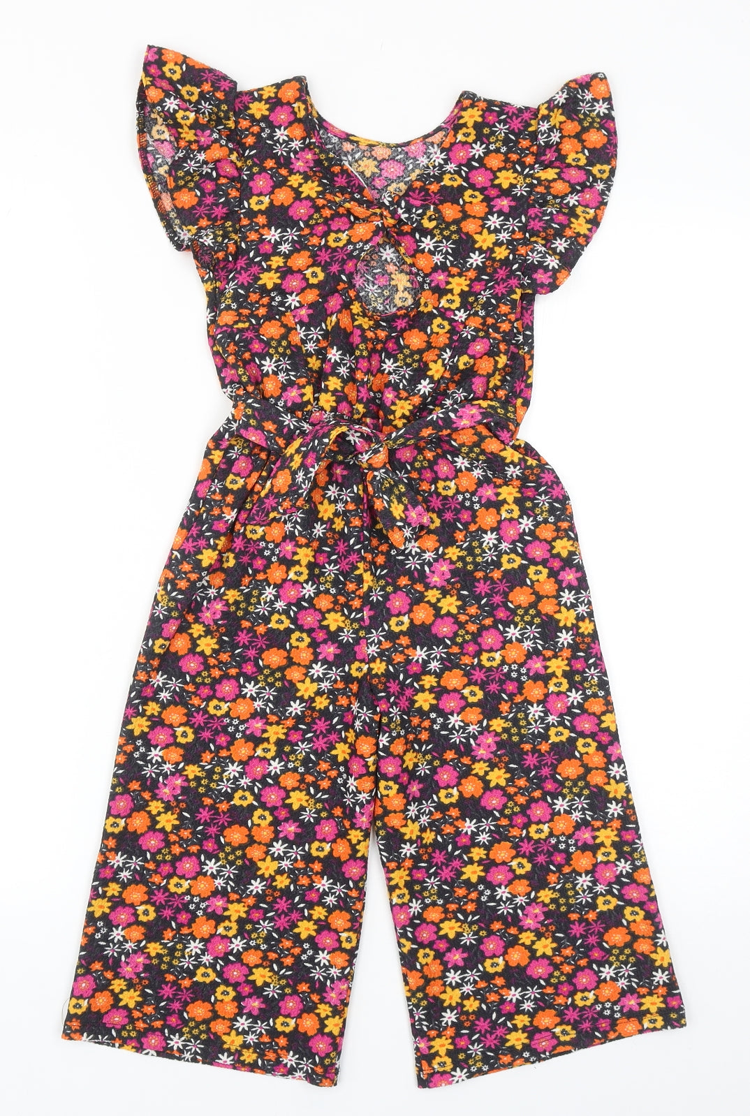 Matalan Girls Multicoloured Floral Polyester Jumpsuit One-Piece Size 7 Years Button