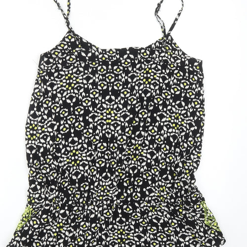 TU Womens Black Geometric Viscose Camisole Tank Size 12 V-Neck