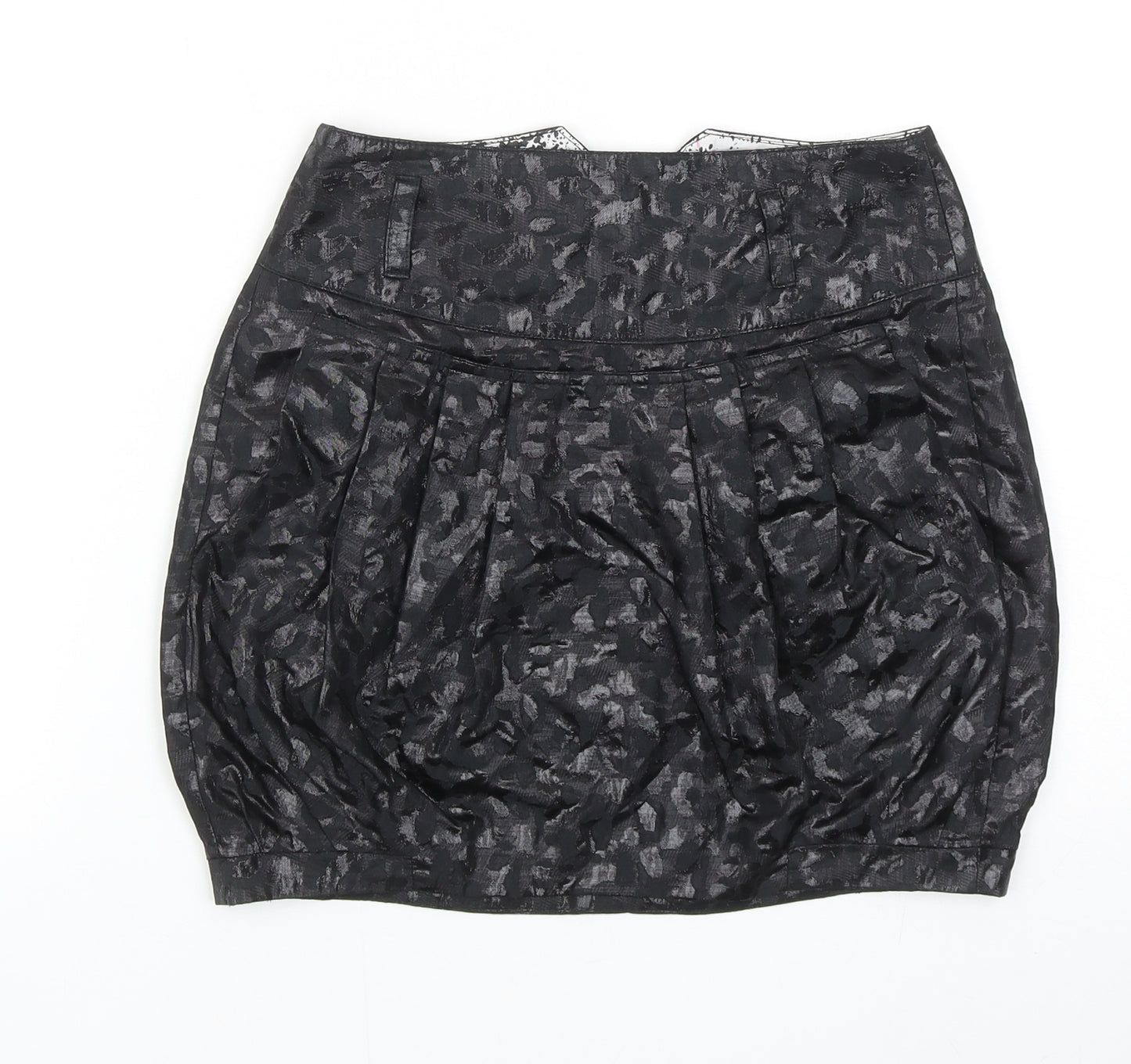 River Island Womens Black Geometric Polyester Tulip Skirt Size 6 Zip
