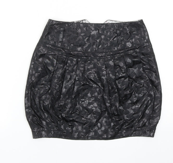 River Island Womens Black Geometric Polyester Tulip Skirt Size 6 Zip