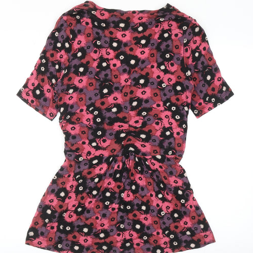Great Plains Womens Pink Floral Viscose Basic Blouse Size M V-Neck - Ruched Detail