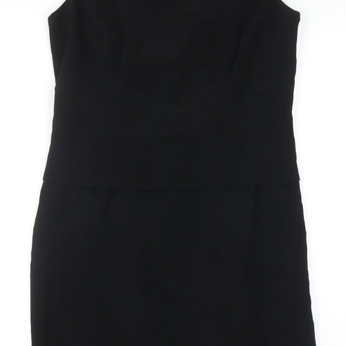 Hannah Hardy Womens Black Acetate Shift Size 12 Round Neck Zip